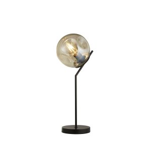 Punch Table Lamp - Black Metal & Champagne Punched Glass