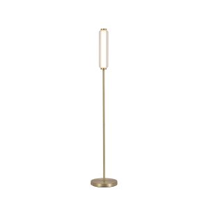 Mod LED Floor Lamp, Satin Brass Metal, Opal Acrylic & Clear