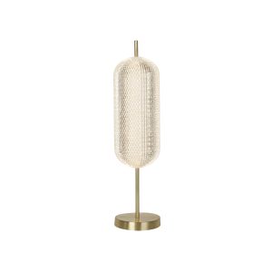 Capsule LED Table Lamp, Satin Brass Metal and Acrylic Shade