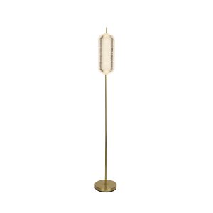 Capsule LED Floor Lamp, Satin Brass Metal and Acrylic Shade
