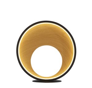 Curio Table Lamp - Black Metal & Wood