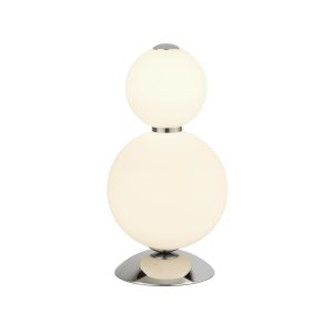 Snowball  Table Lamp  - Chrome Metal & Opal Glass