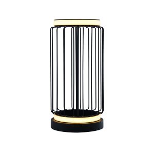 Circolo Cage Table Lamp - Black Metal & White Silicon