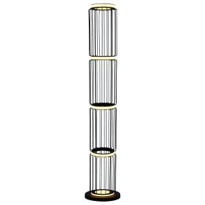 Circolo Cage Floor Lamp - Black Metal & White Silicon