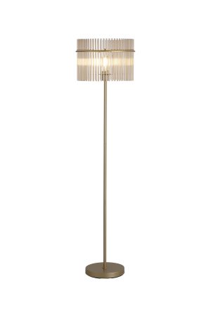 Swizzle 1Lt Floor Lamp, Gold Metal with Champagne Rods
