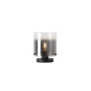 Sweden 1Lt Table Lamp, Matt Black Metal with Smoked Ombre Gl