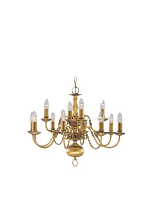 Flemish 12Lt Pendant - Solid Brass Metal