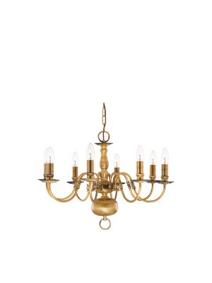 Flemish 8Lt Pendant - Solid Brass Metal