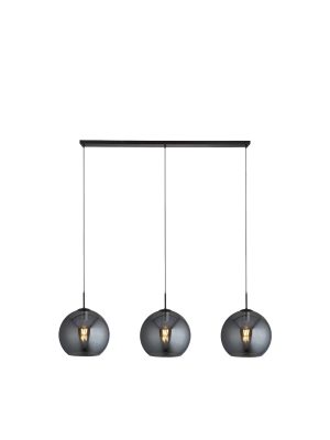 Amsterdam 3Lt Bar Pendant - Black Metal & Smoked Glass