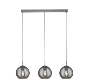 Balls 3Lt Bar Pendant - Chrome Metal & Smoked Glass