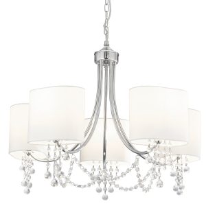 Nina 5Lt Pendant - Chrome, Crystal & Fabric Shades