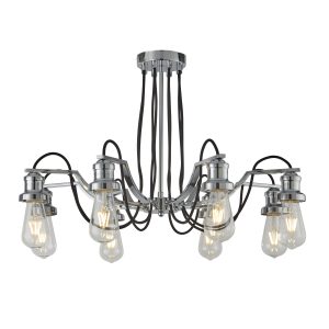 Olivia 8Lt Pendant - Chrome & Black Braided Cable