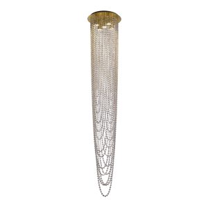 Swoop 5LT Pendant, Satin Brass & Clear Crystal