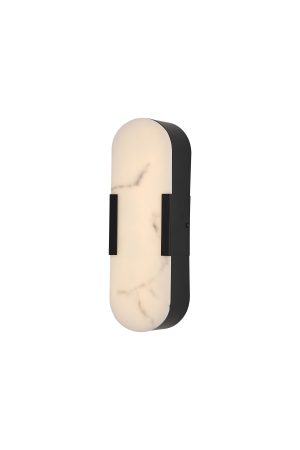 Opaline LED Wall Light, Matt Black Metal with Marble Resin