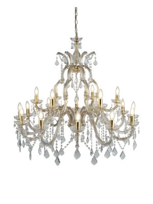 Marie Therese 18Lt Chandelier-Polished Brass & Clear Crystal