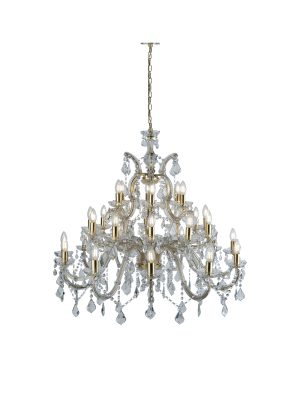 Marie Therese 30Lt Chandelier-Polished Brass & Clear Crystal