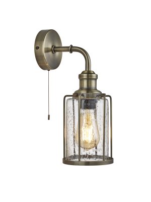 Pipes Wall Light - Antique Brass Metal & Seeded Glass