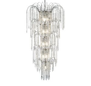 Waterfall 13Lt Chandelier  - Chrome Metal & Crystal