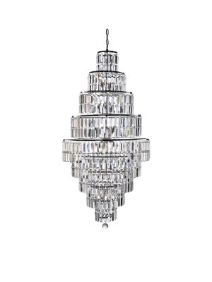 Empire 13Lt Chandelier - Chrome Metal & Clear Crystal