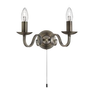 Richmond 2Lt Wall Light - Antique Brass Metal