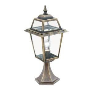 New Orleans Outdoor Post- Aluminium, Black Gold & Glass,IP44