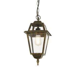 New Orleans Pendant Lantern,  Black Gold & Glass,IP44