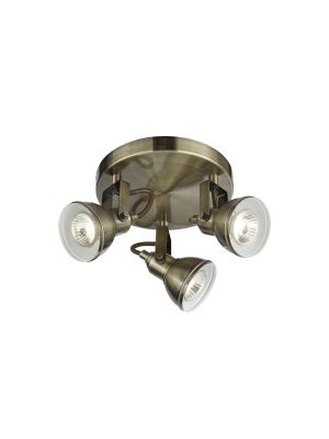 Focus 3Lt Round Spotlight - Antique Brass Metal