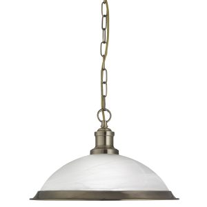 Bistro Pendant - Antique Brass Metal & Acid Glass
