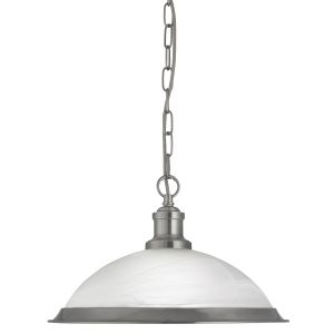 Bistro Pendant - Satin Silver Metal & Acid Glass