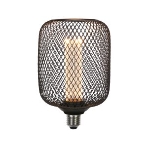Wire Mesh Effect Drum Lamp - Black Metal