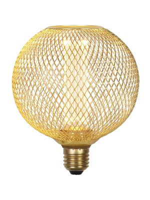 Wire Mesh Effect Globe Lamp - Gold Metal
