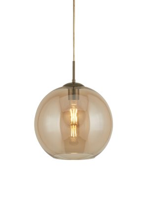 Balls Pendant - Antique Brass Metal & Amber Glass