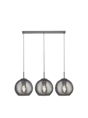 Balls 3Lt Bar Pendant - Chrome Metal & Smoked Glass