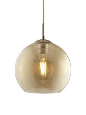 Balls Pendant - Antique Brass Metal & Amber Glass
