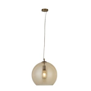 Balls Pendant - Antique Brass Metal & Amber Glass