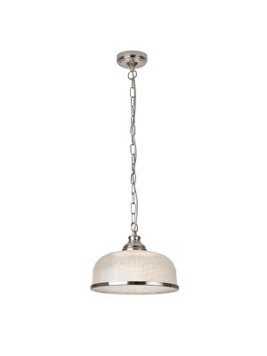 Bistro II Pendant - Satin Silver & Holophane Style Glass