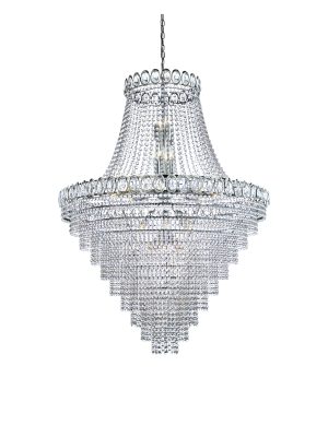Louis Phillipe  28Lt Chandelier - Chrome Metal & Crystal