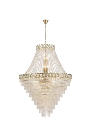 Louis Phillipe 28Lt Pendent Lamp, Satin Brass with Clear cry