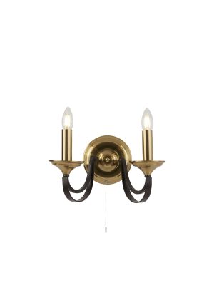 Belfry 2Lt Wall Light - Dark Bronze & Brown Metal
