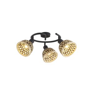 Lance 3Lt Round Spotlight - Black Metal & Bamboo Shade