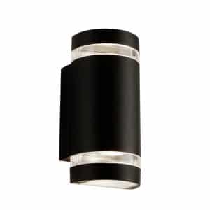 Sheffield Outdoor 2Lt Wall Light - Black, Glass & Polycarb