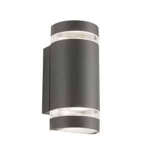 Sheffield Outdoor 2Lt Wall Light - Grey, Glass & Polycarb