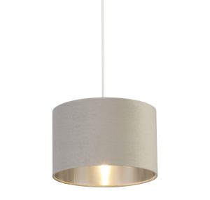 Drum Shade - Light Grey Velvet with Silver Inner Dia.28cm