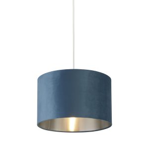Drum Shade - Teal Velvet with Silver Inner Dia.28cm