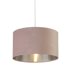 Drum Shade - Pink Velvet With Silver Inner Dia.38cm