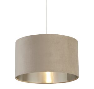 Drum Shade - Taupe Velvet with Silver Inner Dia.38cm