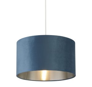 Drum Shade - Teal Velvet with Silver Inner Dia.38cm