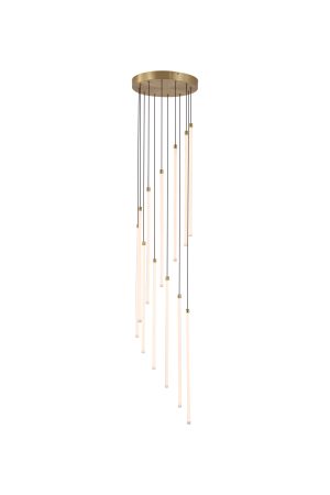 Flare LED 12Lt Stairwell Pendant, Satin Brass