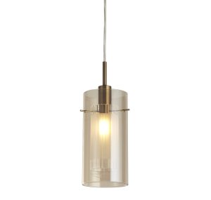 Duo III Pendant - Bronze Metal & Champagne Glass