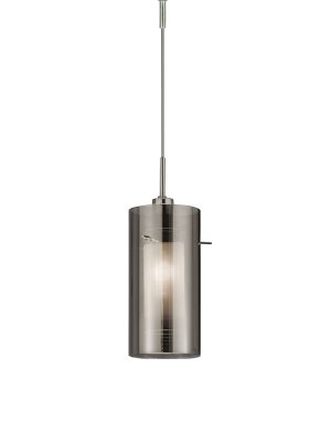 Duo II Pendant - Satin Silver & Smoked Glass
